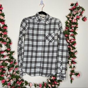 Pink Victoria’s Secret Gray Blue Button Up XS